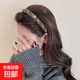Korean style small gold label coffee plaid hair hoop for women 2025 new autumn and winter sweet temperament headband for going out and versatile hairpin small gold label coffee plaid hair hoop 1 pack