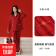 Pure cotton breathable couple pajamas red festive wedding home clothes lapel long sleeves trousers new suit animal year 66389 female bright red pure cotton pajamas M