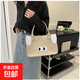 New ins internet celebrity cartoon handbag felt tote bag cute felt bag handbag office worker handbag khaki/30*20*13cm