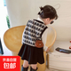 Girls Sweater Vest 2025 Spring and Autumn New Style Children's Knitted Vest Baby Retro Jacquard Cardigan Top Black BF074 Classic Diamond Vest 120