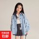 Children's shirts 2025 spring and autumn new arrival girls Korean style sweet all-over printed bow lapel shirt baby jacket trendy blue 150