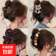 Cute and cute bear clip for women 2025 new high-end shark clip hair clip for back of head headband hair clip Recommended 4 pieces brown bear + cat + wave beads + biscuits