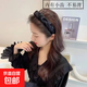 New style mesh headband Korean high-end hair accessories for women with teeth for washing face and pressing hair when going out, versatile temperament flower headband, flower-black