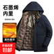 Men's warm winter cotton coat new middle-aged and elderly removable hood mid-length coat for men 2855-Navy Blue XL