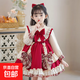 Lolita girls princess dress winter children autumn and winter skirt little girl winter dress plus velvet 2025 new style 2355 red plus velvet 150