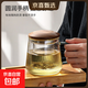 Round and interesting vertical pattern tea cup water cup tea water separation heat-resistant glass men's tea cup women's high-end personal use walnut lid vertical pattern cup 450ml
