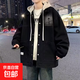 Handsome denim jacket men's spring and autumn trendy brand ins hooded loose versatile coat trendy Korean style fake two-piece top black XL