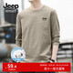 JEEP SPIRIT Jeep pure cotton long-sleeved T-shirt men's autumn heavy breathable slim middle-aged bottoming shirt high-end skin-friendly casual men's clothing