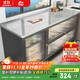 喻品餐边柜厨房置物架餐具收纳柜多功能ZW220岩板组合柜-三门-100灰