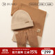 JIUMU Pure Wool Women's Scarf Hat Gloves Three-piece Set Autumn and Winter Warm Gift Box Birthday New Year Gift for Girls