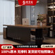 Champs Nobles all solid wood desk with side cabinet general manager office high-end log large board boss desk computer desk executive desk single table 220 long * 80 wide * 75 high New Zealand pine wood thickness 5cm