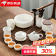 SUSHI CERAMICS Kung Fu Tea Set Dehua Mutton Fat Jade White Porcelain Cover Bowl Teapot Tea Washer Tea Can High-end Mid-Autumn Souvenir
