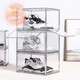 Yusenyi acrylic transparent shoe box sneaker storage display box magnetic drawer-type plastic folding shoe cabinet shoe wall horizontal fully transparent side opening magnetic shoe box 14 34x26x19cm