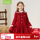 Snuffy Girls New Year's Eve Princess Dress Autumn and Winter New Year Red Little Fragrance Dress Elegant and Western Lychee Red 130