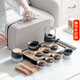 Jinpan Travel Tea Set with Tea Tray Outdoor Portable Ceramic Storage Bag Complete Kung Fu Tea Set Men’s Hand Gift Gradient Lift Pot Set Gray Leather Bag