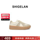 Shilan 2026 new thick-soled height-increasing sneakers, genuine leather stitching, lace-up, versatile casual shoes, fashionable and comfortable women's shoes, off-white 34