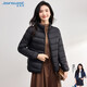 Jeanswest 85 Down Jacket Women's Lightweight Short Spring Autumn Stand Collar Slim Fit Warmth Slim Plush Jacket Women Black M