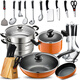 SUPOR pot set, wok, soup pot, frying pan, knife, spatula, spoon, 304 stainless steel steamer, kitchen utensil set, sixteen-piece set