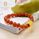 Ouchini Yunnan Natural Baoshan Nanhong Beeswax Bracelet Single Circle Amber Bucket Bead Bracelet Persimmon Red Full Flesh Women's Style