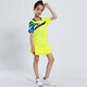 速干儿童羽毛球服套装男童女童短袖夏季中小学生乒乓球服网球服训练服团队运动服比赛队服跑步衣短裤团购印字 童装3880荧光绿(配绿裙裤) XS码