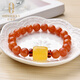 Ouchini Yunnan Natural Baoshan Nanhong Beeswax Bracelet Single Circle Amber Bucket Bead Bracelet Persimmon Red Full Flesh Women's Style