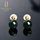 Ouzheni 18K gold and blue amber earrings, pure natural amber Mexican blue amber earrings for women (ready for shipment) 18K gold color (ready for shipment)