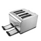 Tenfly Toaster Toaster Stainless Steel Multi-Slice Toaster Home Desktop Toaster Commercial Multi-Slice Bread Export to Domestic Sales Dual-Use for Home and Business Widen 4-Slice Bread Slot Contains Practical 4-piece Set