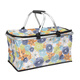 Youkupinsheng Foldable Insulated Picnic Bag BBQ Camping Outdoor Car Convenient Self-Driving Travel Picnic Basket (Blue Flower)