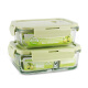 Demas heat-resistant glass fresh-keeping box microwave lunch box office worker bento box Nordic green 700+ 880ml+ tableware