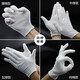 White ceremonial gloves, thickened work gloves, cotton jersey labor insurance, pure cotton Baowen play beads gloves, driver reception work gloves, review performance gloves, standard style (12 pairs), one size fits all