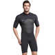 Men's thermal swimsuit short-sleeved one-piece thermal insulation cold-proof swimming 2MM thickened wetsuit winter swimming and snorkeling suit 1069 black L L120-135Jin Jin equals 0.5 kg