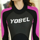 YOBEL couple one-piece wetsuit men's 3MM thickened wetsuit outdoor cold-proof warm long-sleeved jellyfish suit winter swimsuit black and rose red XL