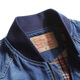 Veste de denim mok taureau jeune veste pilote masculine Col de veste d'automne de baseball Tendance 687 Bleu foncé M suggère 120 Jin [Jin est égal à 0,5 kg]