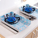 KDF (KDF) KDF kitchen gas stove aluminum foil oil-proof pad oil barrier stove oil-proof cleaning mat protective pad heat insulation pad 2 pieces blue tableware 2 pieces