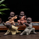 Xiangye Fine Colored Sand Pottery Purple Clay Little Monk Novice Kung Fu Boy Tea Pet Creative Home Decoration Ornament Kung Fu Boy Complete Set of 4