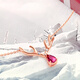 Chow Tai Fook Y Era Elk Antlers 18K Rose Gold Diamond Tourmaline Pendant Necklace V107514 40cm