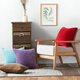 Jinse Huanian corduroy sofa pillow cushion bedside back cushion car waist pillow cover rose red 45*45cm core included