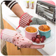 DOLO colorful thickened high temperature resistant gloves, thermal insulation, non-slip and anti-scalding, special gloves for kitchen microwave oven, price of 2 pieces, No. 2 ordinary powder (2 pieces)