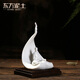 Oriental soil Dehua white porcelain designer Lin Binbin sculpture ornaments/one leaf, one bodhi D46-21 KD46-21A one leaf, one bodhi (with ebony base)
