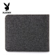 Playboy Wallet Men's Short Summer New Product Young Students Korean Style Personalized Trendy Canvas Thin Men's Wallet PAA4423-7B Black (White Lining)