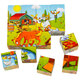 Ji Qing Bird three-dimensional puzzle 9 pieces 16 pieces wooden six-sided picture baby and children 3D building blocks manual brain intelligence puzzle 3-4 years old 9 pieces six-sided picture-farm animals with tray