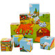 Ji Qing Bird three-dimensional puzzle 9 pieces 16 pieces wooden six-sided picture baby and children 3D building blocks manual brain intelligence puzzle 3-4 years old 9 pieces six-sided picture-farm animals with tray
