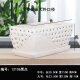 Yuxuantang White rectangular ceramic flower pot with tray Simple and personalized desktop succulent plant pot indoor combination flower pot Rectangular-12108 brown flower (separation tray) Medium