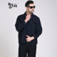 Crescent moon autumn and winter work clothes pure cotton work clothes set men and women electric welding clothes workshop uniform Auto-skin long-sleeved labor protection work clothes 719 Navy blue 170/L
