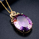 OUCERNY Amethyst Pendant Natural Amethyst 18K Rose Gold Diamond Inlaid Gemstone Pendant Women's Customized 7-10 Days