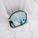 2019新款迷你小包包韩版贝壳包卡通印花链条百搭时尚单肩斜挎包女 【T253】起风了贝壳包