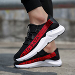 运动休闲鞋跑步鞋男春夏季新款透气男鞋子男士飞织网鞋男学生户外登山鞋韩版潮流百搭帆布鞋男懒人慢跑鞋 a-AD001款黑红色 40