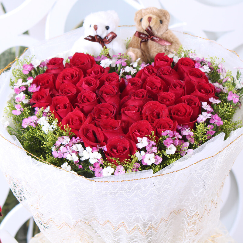 花之苑 11朵红玫瑰花束礼品鲜花速递全国同城花店送花北京上海广州