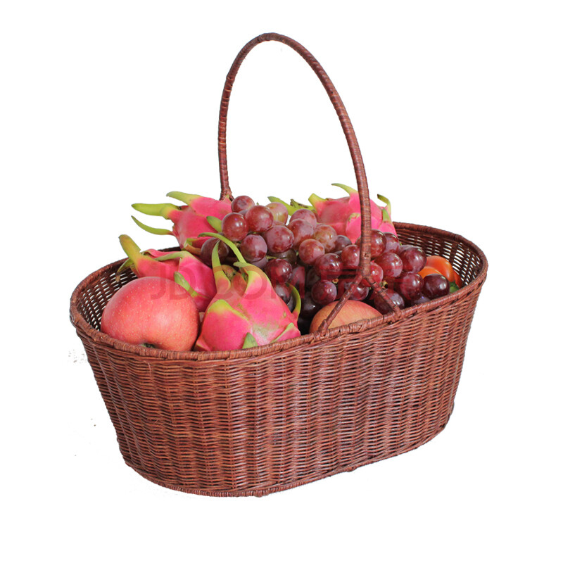 酷酷藤 竹藤编织篮子提篮提菜器买菜篮购物筐菜篮子野餐篮超市购物篮