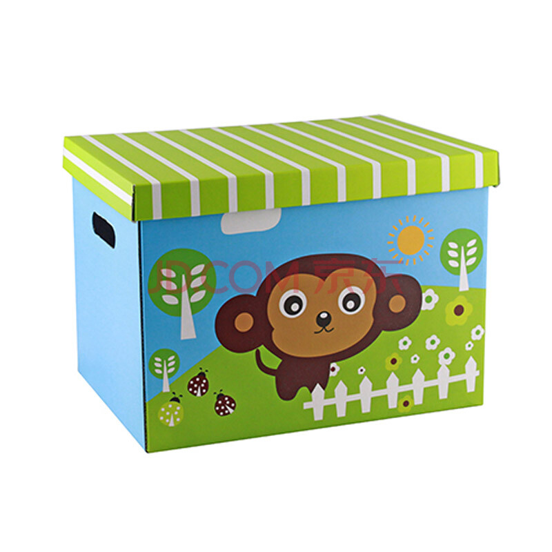 韩式卡通可折叠收纳盒 纸质收纳箱衣服储物箱 有盖 2件套 小猴图案【